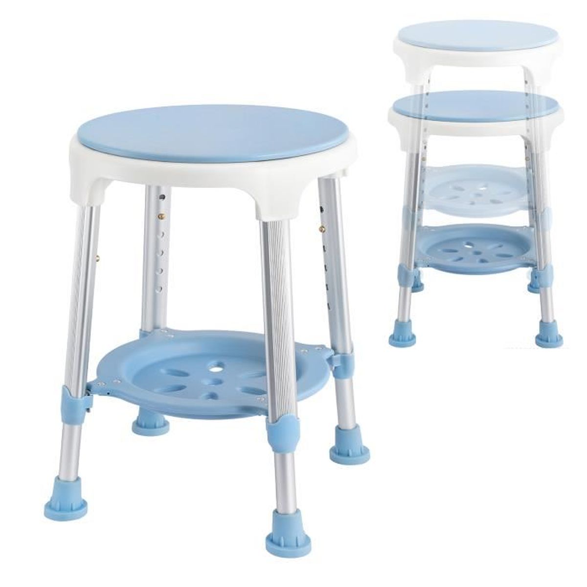 Tabouret De Douche Réglable En Hauteur - Occasion, Aluminium Et Plastique