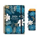BRAND Agenda 2026 Semainier Spirale de Janvier à Décembre 2026 (12 mois) A5 Agenda Scolaire Avec boucle de stylo (Bleu et blanc)