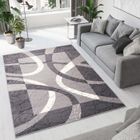 TAPISO Tapis Salon Poil Court DREAM Gris Bandes 100% Polypropylène Intérieur 160x220 cm