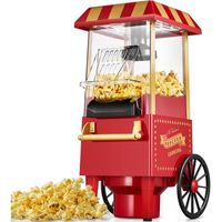 machine à pop corn, 1200w retro machine à popcorn avec air chaud, sans gras huile, facile á l'utilisation, rouge[classe énergétiqu