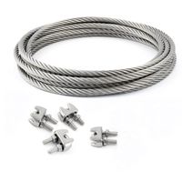 SET 100m cable 4mm acier inox cordage torons: 7x19 + 4 serre-câbles étrie - beaucoup de tailles disponibles