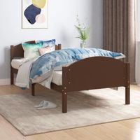 Cadre de lit en bois de pin massif - VIDAXL - Marron foncé - 100x200 cm