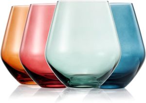 Coupe à Champagne Lot de 4 verres à vin colorés en cristal – Cadeau 