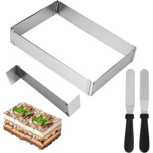 Cadre à Pâtisserie Extensible GRIZZLY - Rectangulaire, Acier Inoxydable, Avec Séparateur - Réglable 19x28 à 34x53 Cm