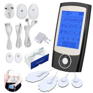 TENS Électrostimulateur Musculaire, avec 2 Canaux Indépendant, 16 Programmes de Massage, 4 électrodes, anti-douleur rechargeable