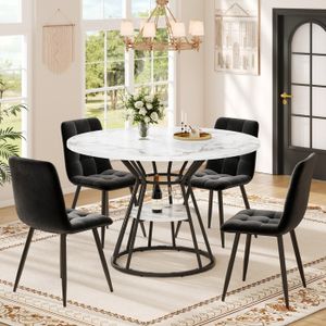 Table Ronde Scandinave Üméa - KOKOON DESIGN - Plateau + 4 Pieds Bois - 120 Cm