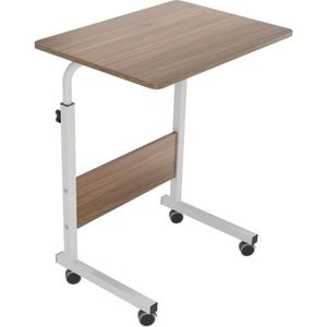 TABLE D'APPOINT Table Roulante de Lit Canapé pour Ordinateur Portable Hauteur Réglable 60x40cm - SOGESHOME - Chêne