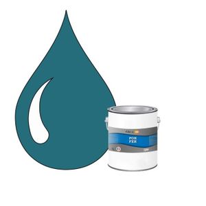 PEINTURE - VERNIS POK FER : Peinture glycéro Fer Antirouille métaux 1L - RAL 5021 Bleu d’eau