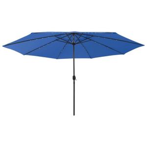 PARASOL YINGMSHOP Parasol d'extérieur avec LED et mât en métal 400 cm Bleu azuré 92428
