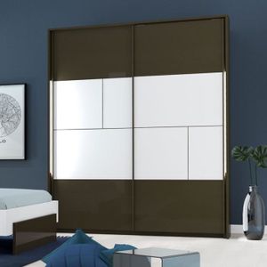 Armoire 2 Porte Coulissante Gris Achat Vente Pas Cher