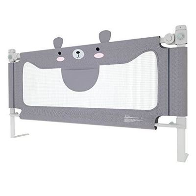 HUOLE Barrière de lit, avec Barriere Rabattable Antichute, Réglable en Hauteur 70-99 cm,Barrière Securite de lit Enfant,Sûr, Facile à Monter Gris, Stable et Durable-1,8 m - Gris