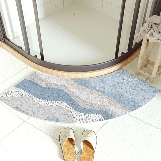 Tapis De Douche Incurvé Antidérapant - 45x143 Cm, épaisseur 20 Mm - Absorbant, Lavable En Machine - Pour Douche D'angle (Beige)