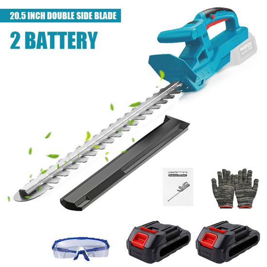 Taille-Haie Électrique 21V 2 En 1 Sans Fil - Cisaille Gazon Et Arbustes Avec 2 Lames, Batterie X2