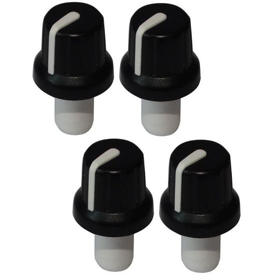 Aerzetix: 4 Boutons de potentiomètre pour axe 6x4,6mm en D 16x14,4mm
