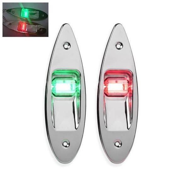 Feu De Navigation Bateau LED Rouge/vert – 12-24V 3W – IP66 étanche – Paire