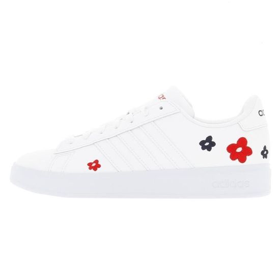 Chaussures basses cuir ou simili Grand court 2.0 - Adidas - Blanc - Femme - Lacets - Adulte 