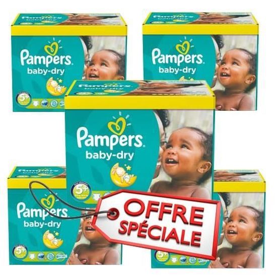 374 Couches Pampers Baby Dry taille 5+