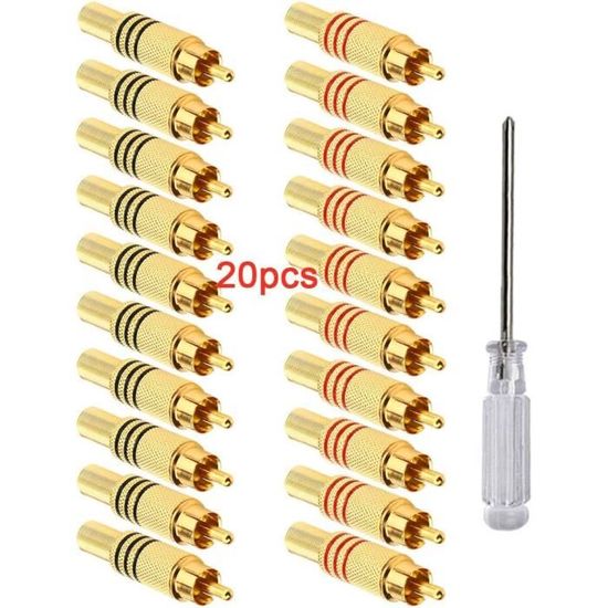20 Pièces Adaptateur De Connecteur Audio/Vidéo Phono RCA Mâle Et