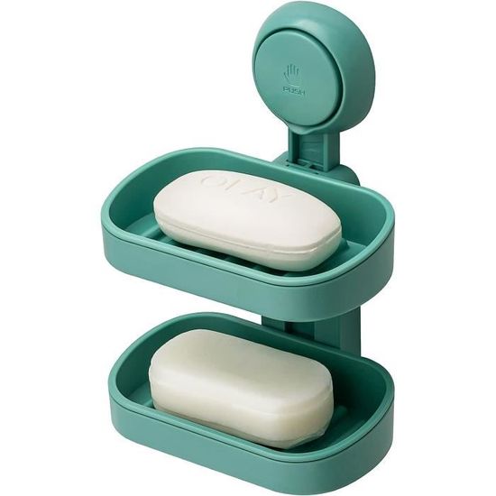Porte-Savon Double En Céramique Blanche Émaillée - Style Art Déco - Occasion
