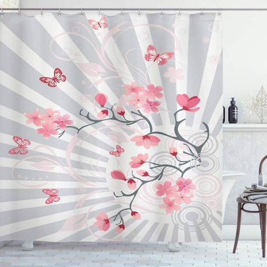 Orange Rideau de Douche, Formes et Motifs, Tissu Ensemble de Décor de