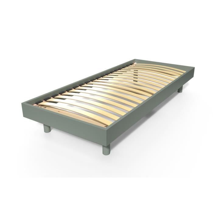 ABC MEUBLES - Sommier à lattes Kit Noé bois 1 place - 80x190 cm - Gris