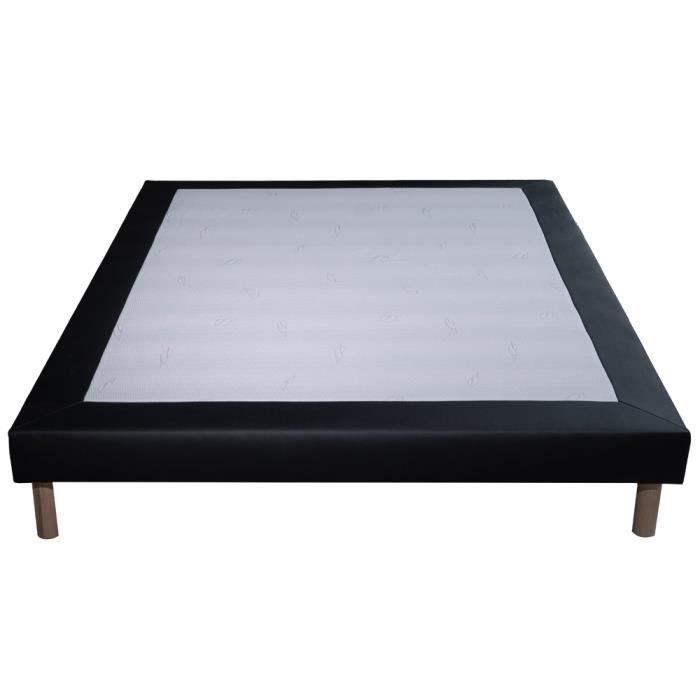 Sommier tapissier simili cuir noir – 160x200cm