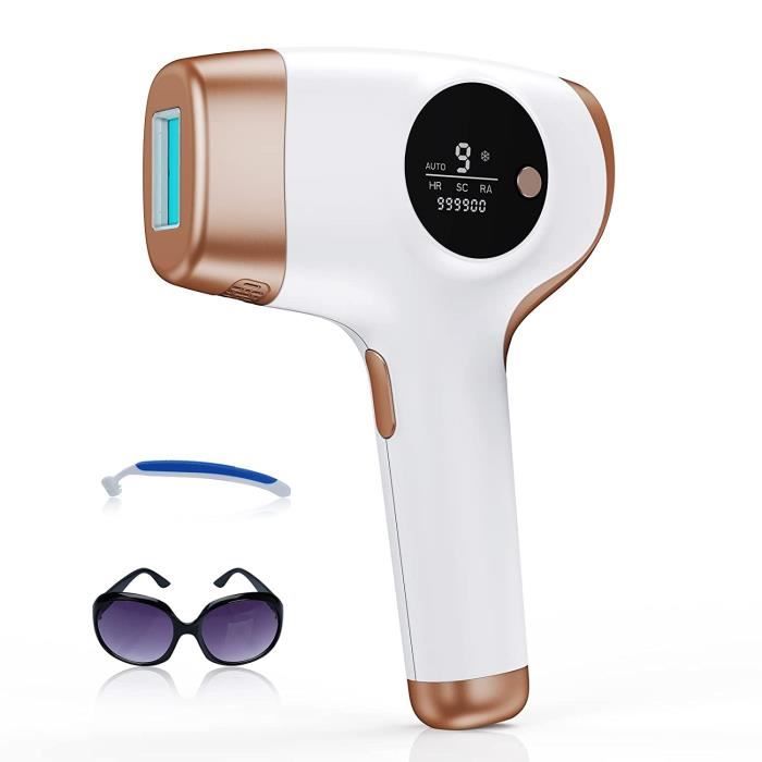 Epilateur Lumière Pulsée 999000 Flashs IPL 9Niveau d'Energie,3 Fonctions et 2Modes,L'épilation Laser pour visage/les jambes/les bras