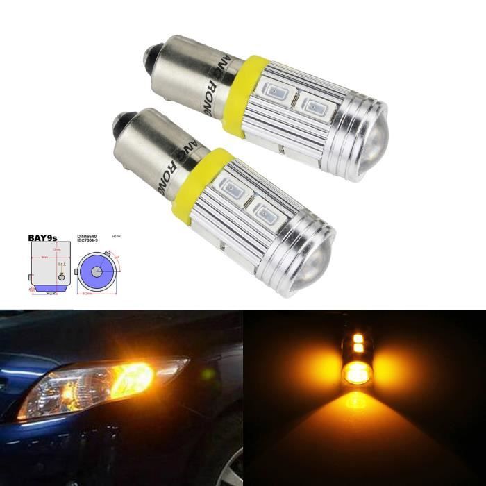 2x BAY9s H21W 10 SMD LED Orange Jaune Clignotant Indicateurs Feux Stop diurnes DRL Ampoules Lampe