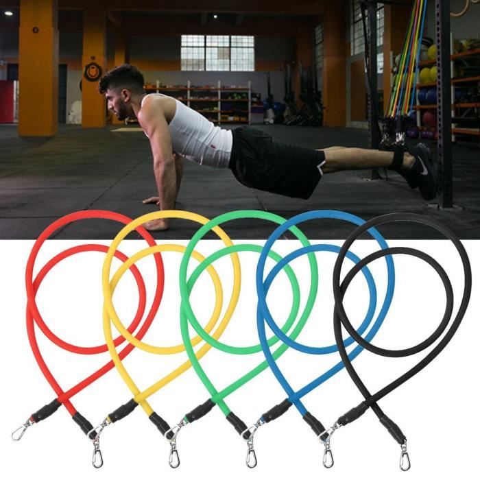 11 Pcs Élastique de Résistance Fitness Tirant Corde Gym Latex Bandes avec Crochet En Alliage de Zinc-CHD