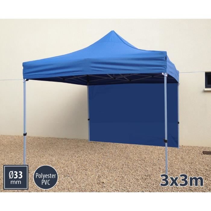 TENTE BARNUM PLIANT 3X3 BLEU SEMI-PRO + 4 MURS