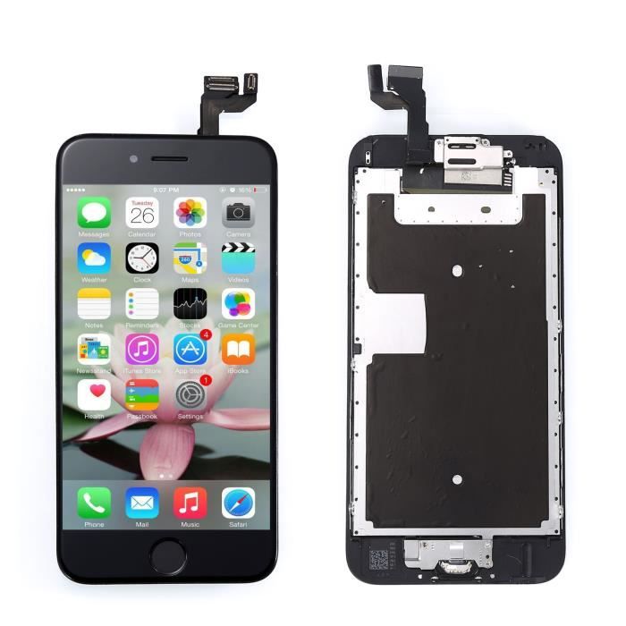 Écran LCD pour iPhone 6S noir+ Home + caméra + vitre tactile sur chassis + outils