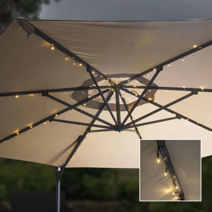 Bonne qualité - Parasol de Jardin avec guirlande lumineuse à LED - Parasol d'extérieur Parasol pour Balcon Plage 130 cm @7818 :