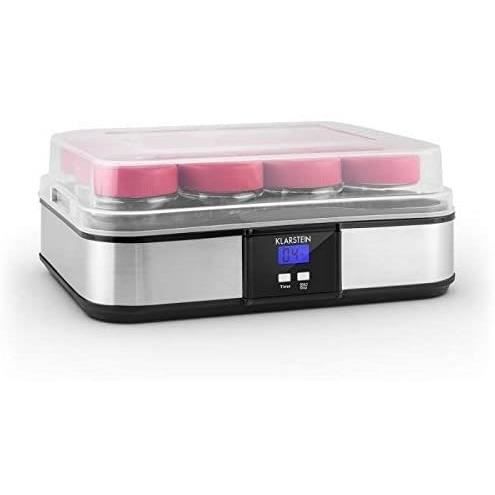 Klarstein Gaia yaourtière électrique 12 pots (préparation de yaourts maison, fromage frais, couvercle hermétique, jusqu'à 2,5L, cadr