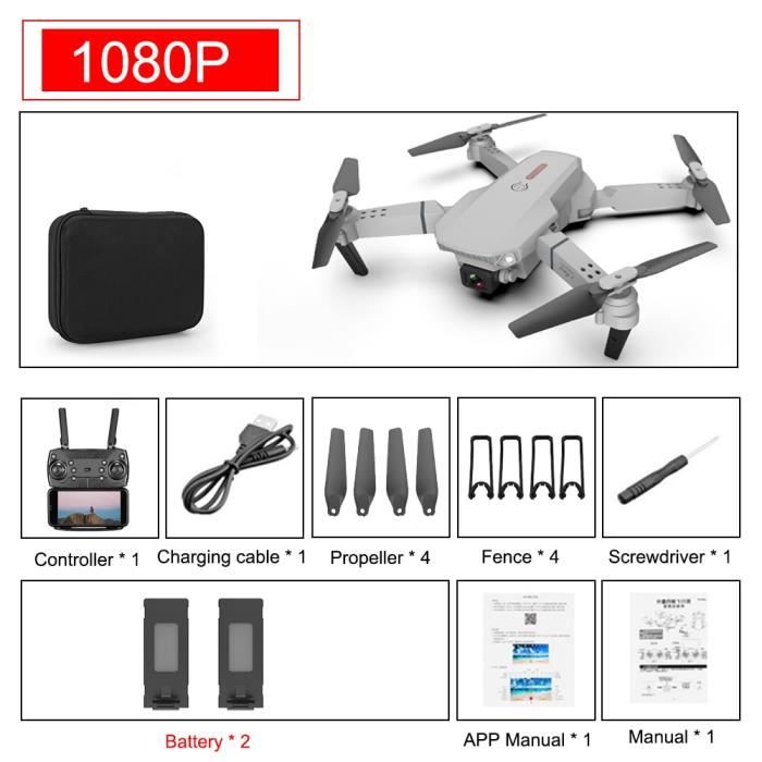 Drone,E88 pro RC drone 4K 1080P drone 4k drones professionnels HD caméra quadrocopter dron avec caméra hd 4k caméra - 1080P 2B #B