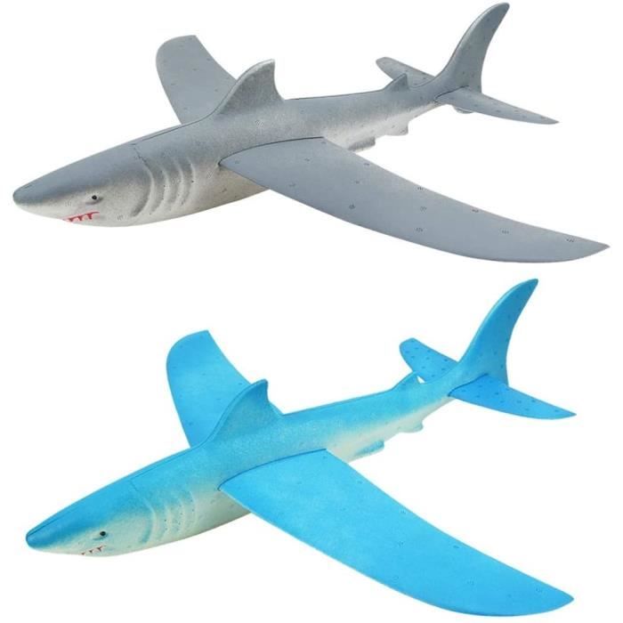 2 PièCes SéRies Avion en Mousse Lancement à Main Jouet d'avion Jetant Avion de Planeur Mousse Inertielle Jouet Avion Requin Modèle