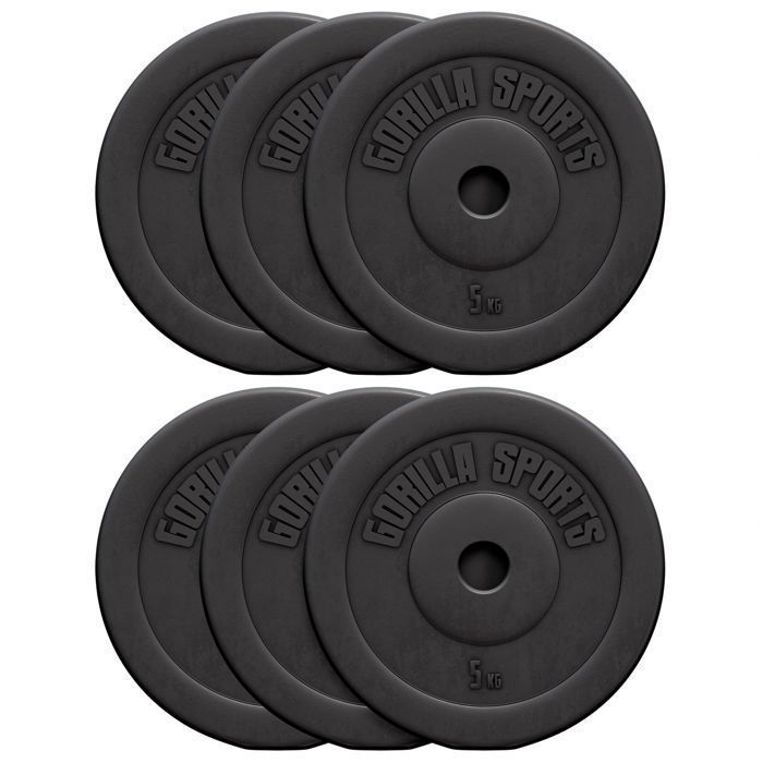 Lot de disques en plastique 30 kg (6 x 5kg), diamètre d'alésage 31 mm