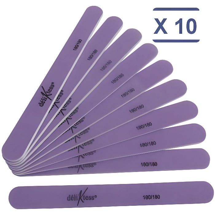 MFB Provence® - 10 Limes à ongles professionnelles - grain abrasif 180/180 - Parme