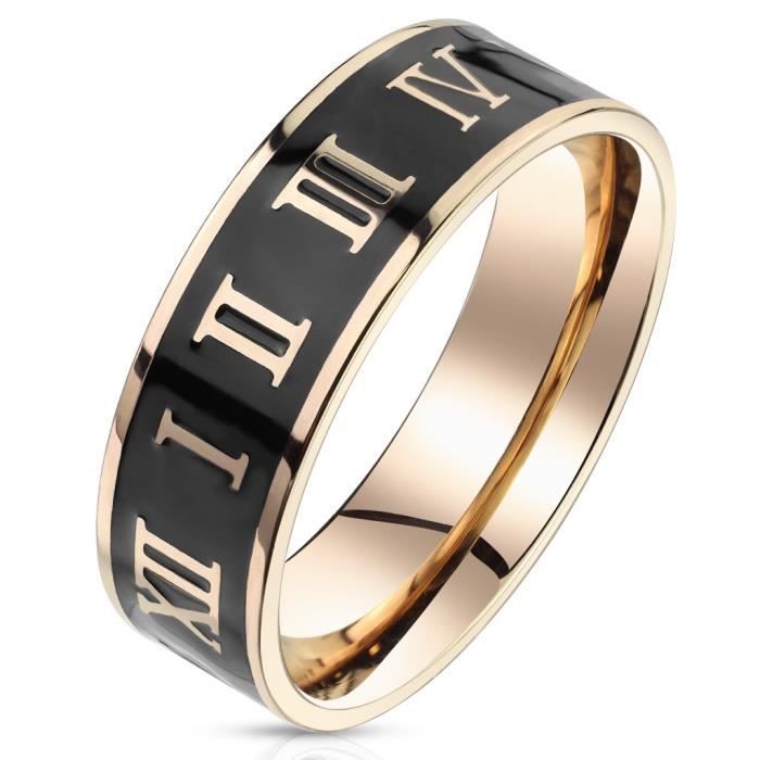 Anneau Homme Chiffres Romain 8mm Rose Gold - R-M7093R-54