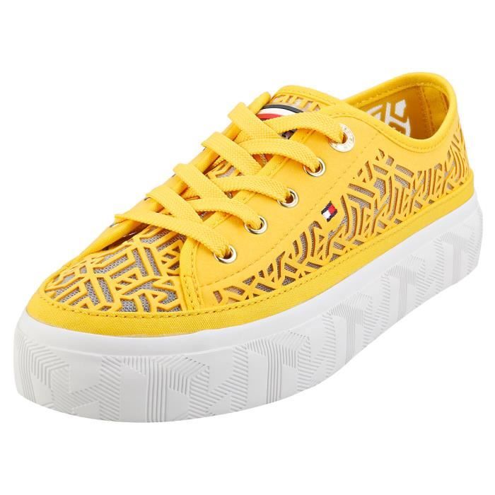 Baskets - Tommy Hilfiger - Monogram Flatform Sneaker - Femme - Moutarde