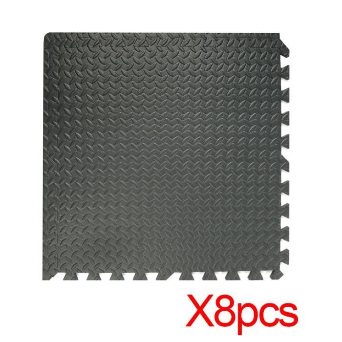 Ensemble 8 Dalles Carrées EVA - Tapis de sol Sport Gymnastique Yoga, Tapis Puzzle Antidérapant Mousse Noir