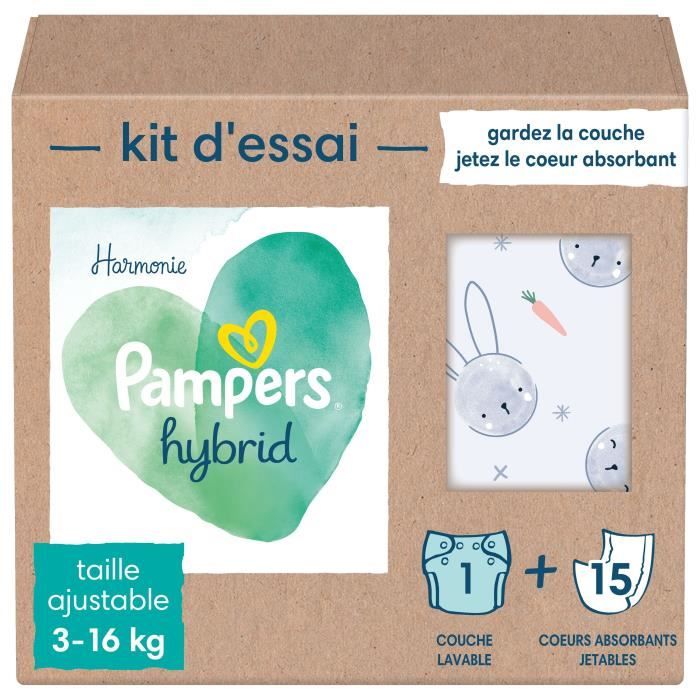 PAMPERS Hybrid Kit de 15 Cœurs Absorbants et 1 Couche