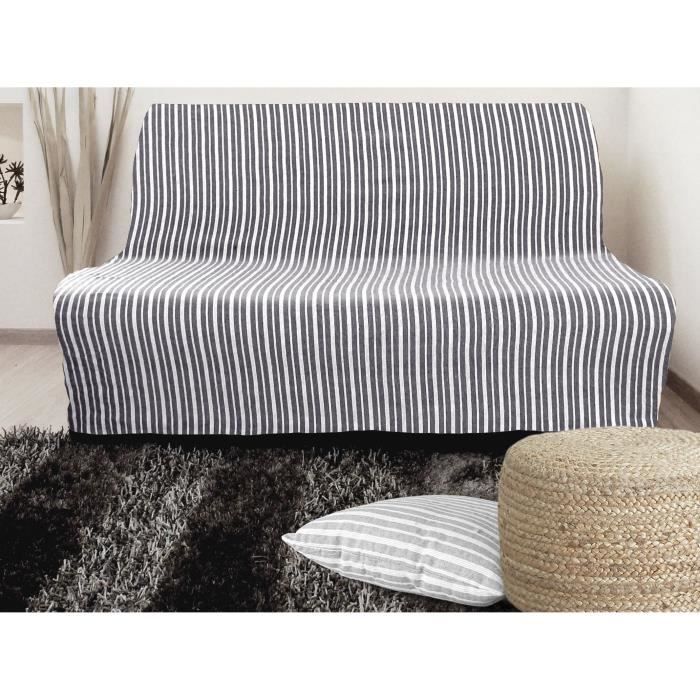 SOLEIL D'OCRE Housse de BZ Cotonnade - Largeur 140 cm - Gris Anthracite