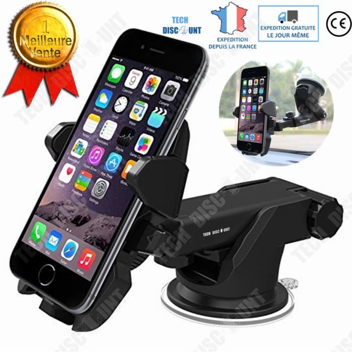 TD® Support Téléphone Portable 3,5- 6 pouces Voiture/Navigation GPS Transformateur Multifonction/Longue Tige Verrouillage+Ventouse