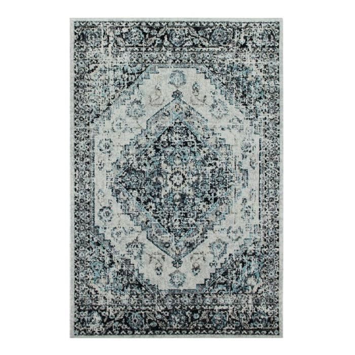 VINTAGE IN&OUT ORIENT - Tapis d'intérieur et d'extérieur effet vintage bleu 200x290
