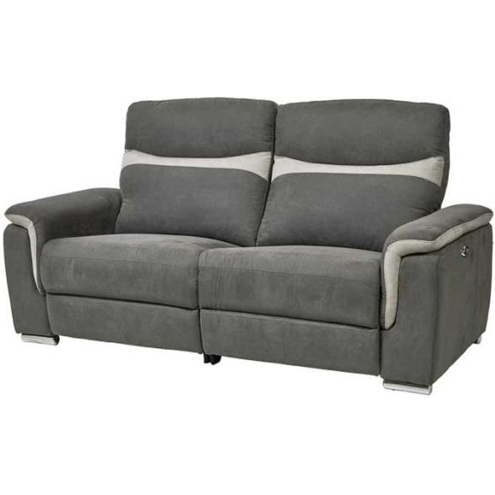 Canapé 3 places Relax Électrique Tissu gris - POIPET - L 201 x l 94 x H 104