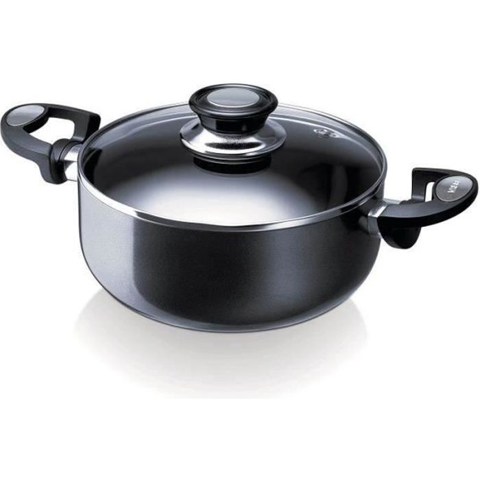 ZF34369-BEKA - 13071244 - FAITOUT + CV PRO INDUC ATHRACITE 24 CM EN ALUMINIUM - INTERIEUR REVETU GAUFRE -TOUS FEUX + INDUCTION