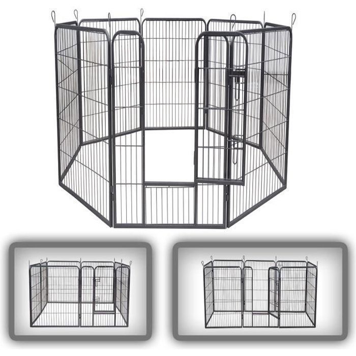 Parc Enclos pour Chiens Métal pour Chiots Animaux Grillage Rongeur Petit Avec Porte 8 Panneaux - zoomundo - XXL