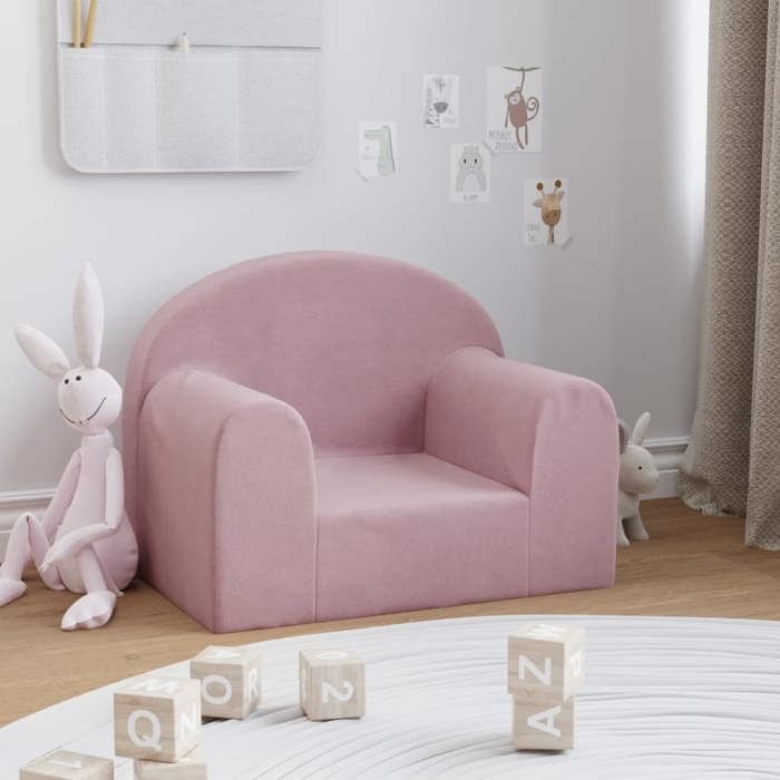 vidaXL Canapé pour Enfants Siège avec Accoudoirs Fauteuil avec Dossier pour Tout-Petits Meuble de Chambre Maison Rose 357009