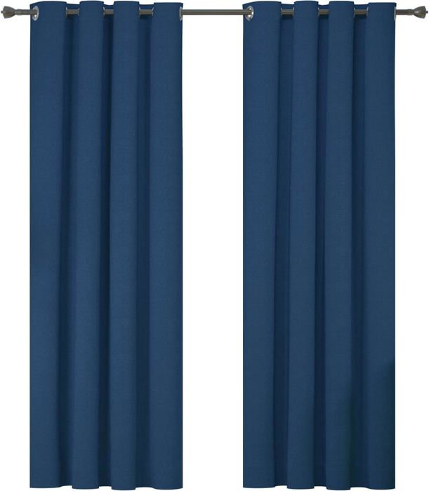 Rideaux Occultants 2 Pièces 140x300cm - Lin Avec Doublure TPU, Isolation Thermique Et Phonique - Bleu Foncé à œillets - 3