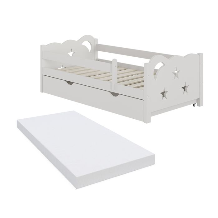 Lit pour enfant Jessica 70x140 cm avec tiroir et matelas Blanc Vitalispa 40346 Lit pour enfant Jessica 70x140 cm avec tiroir et matelas Blanc Vitalispa 40346